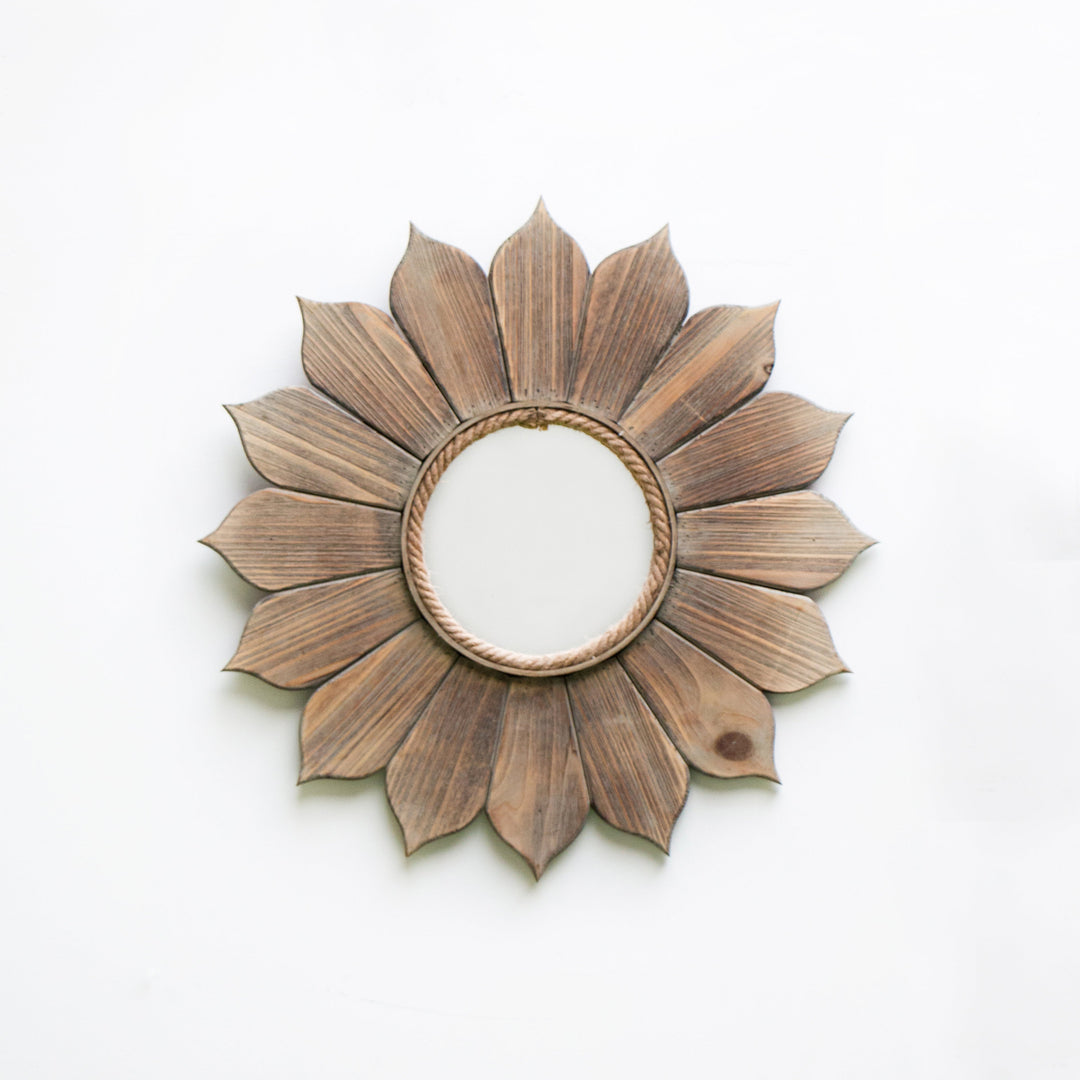 Wooden Sunflower Mirror