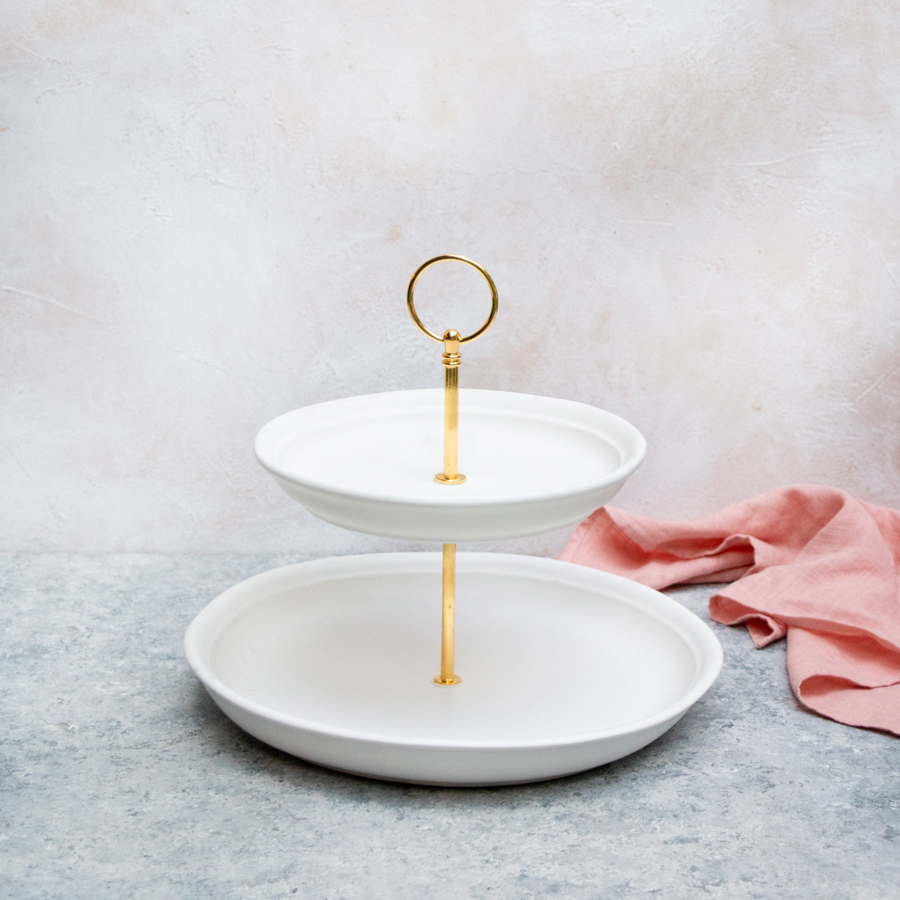 2 Tier White Ceramic Server