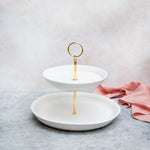 Load image into Gallery viewer, 2 Tier White Ceramic Server
