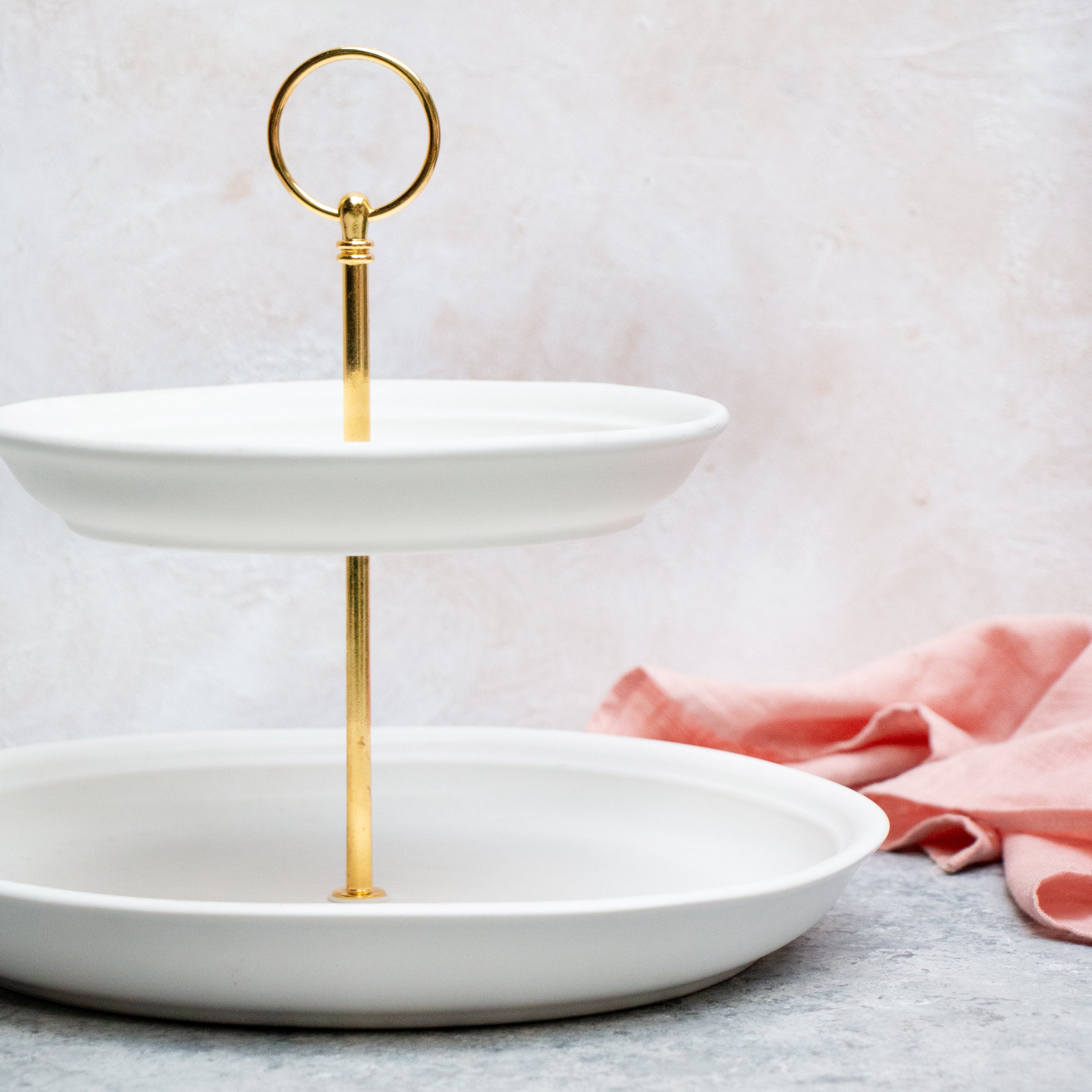 2 Tier White Ceramic Server