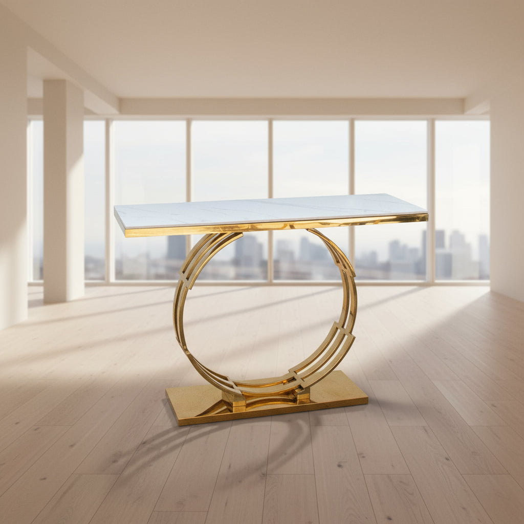 Gold Marble Top Console Table