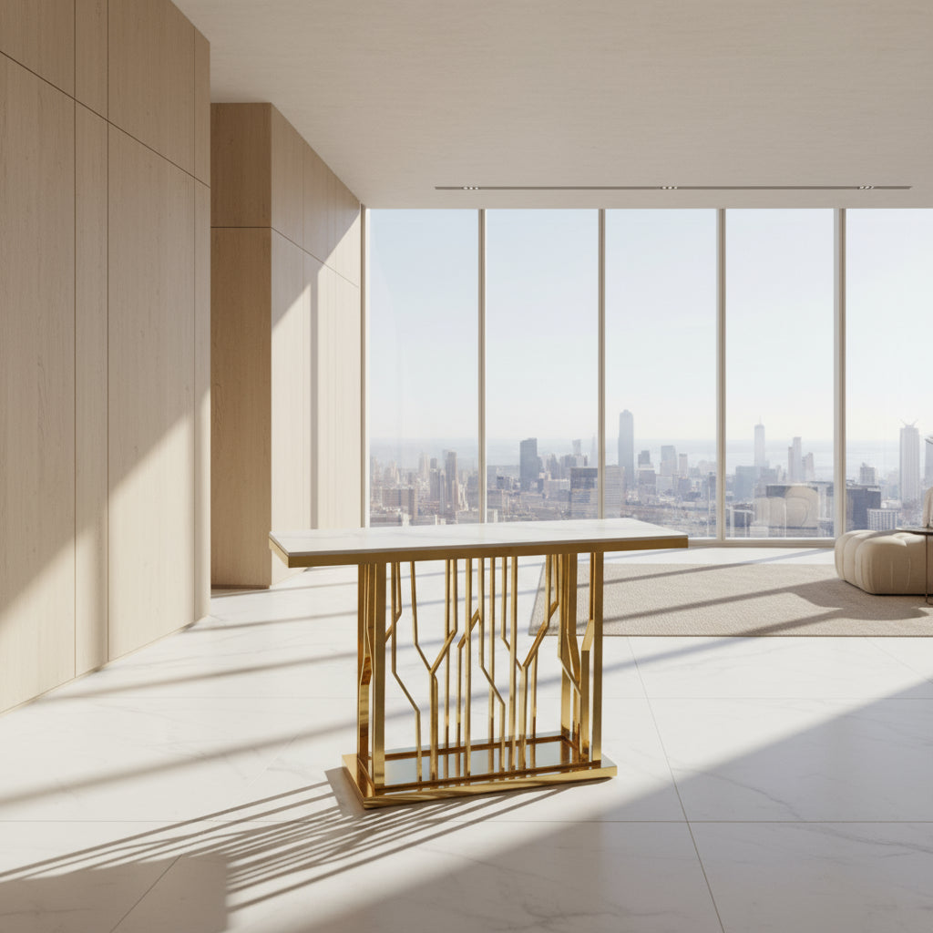 Gold Marble Top Console Table