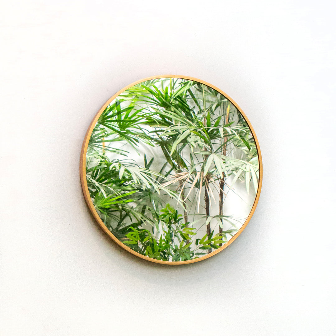 round gold mirror