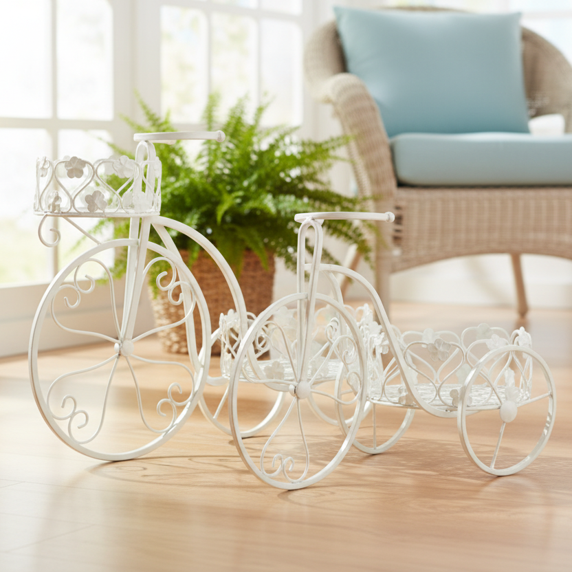 White Bicycle Planter