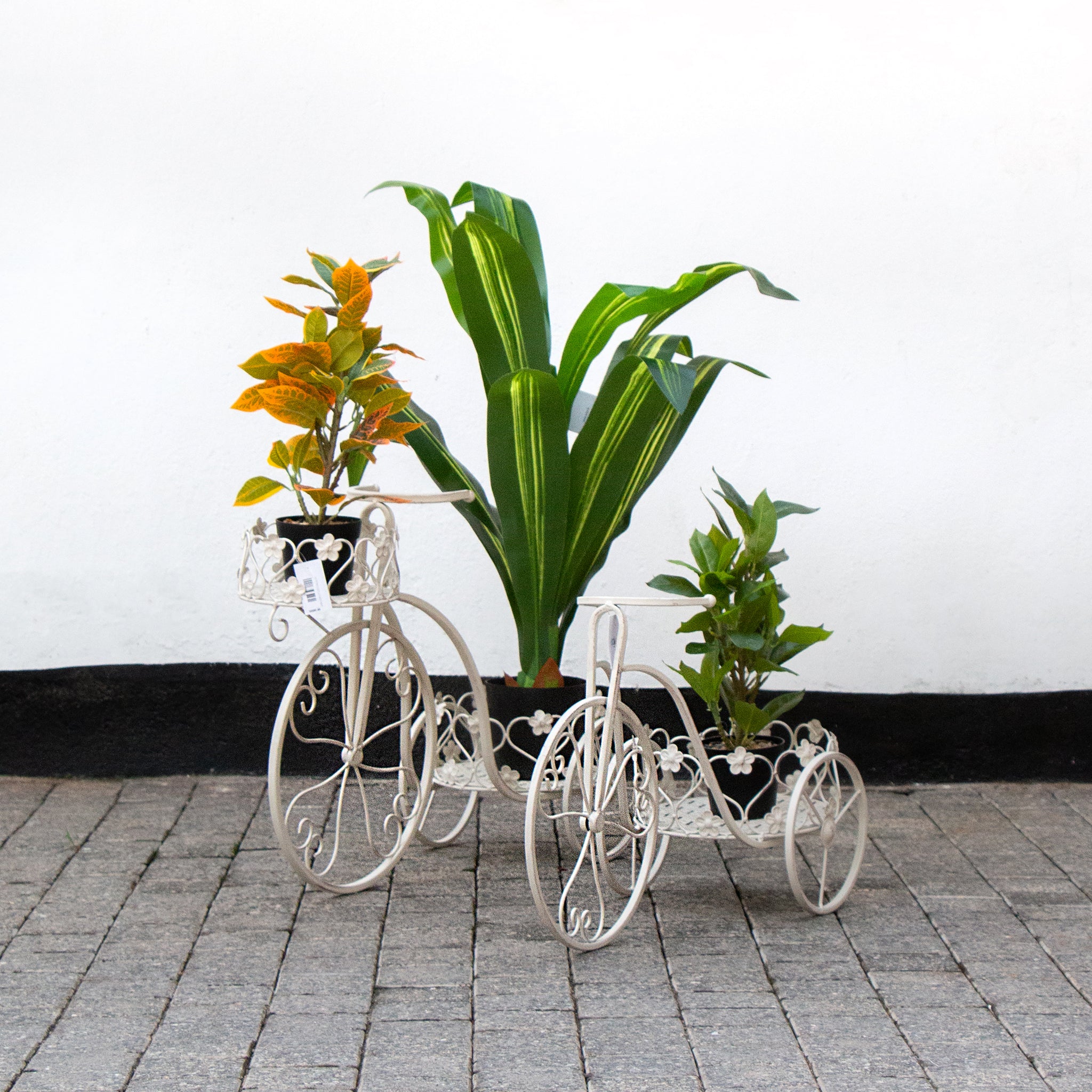 White Bicycle Planter