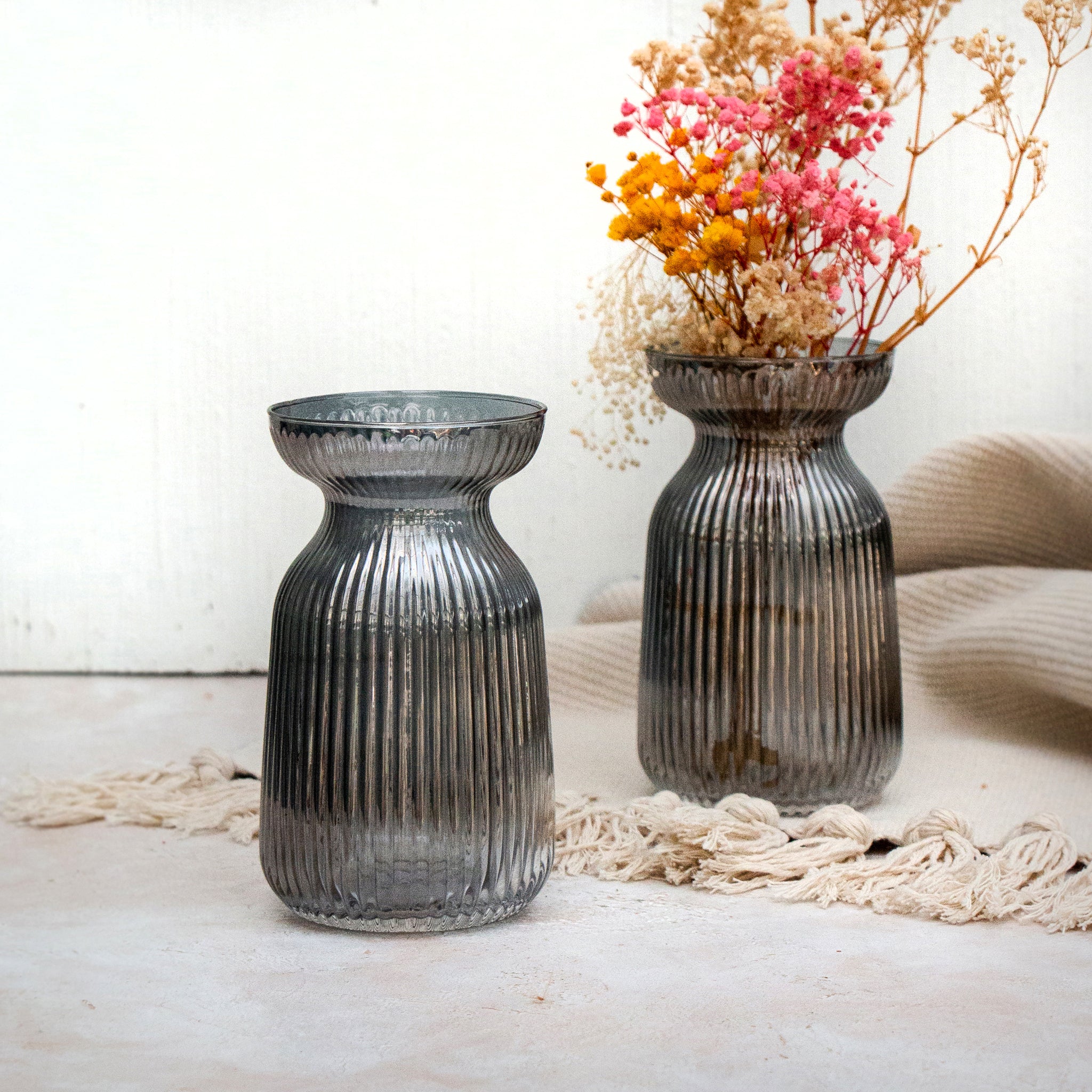 Grey Glass Bowl Vase