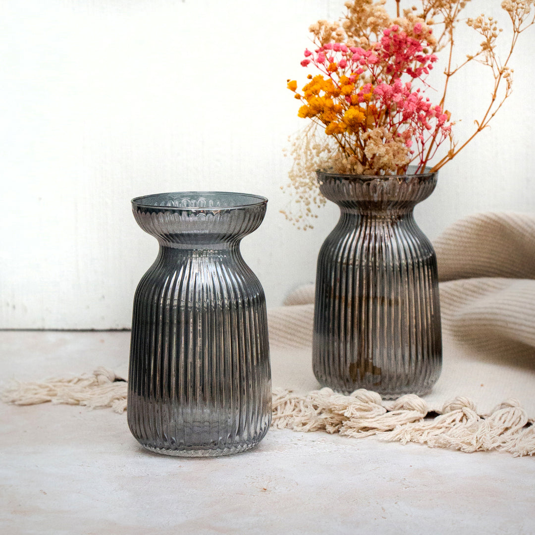 Grey Glass Bowl Vase
