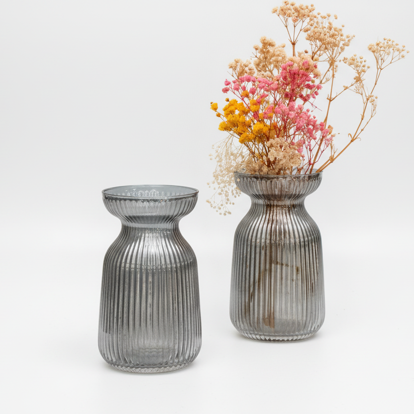 Grey Glass Bowl Vase