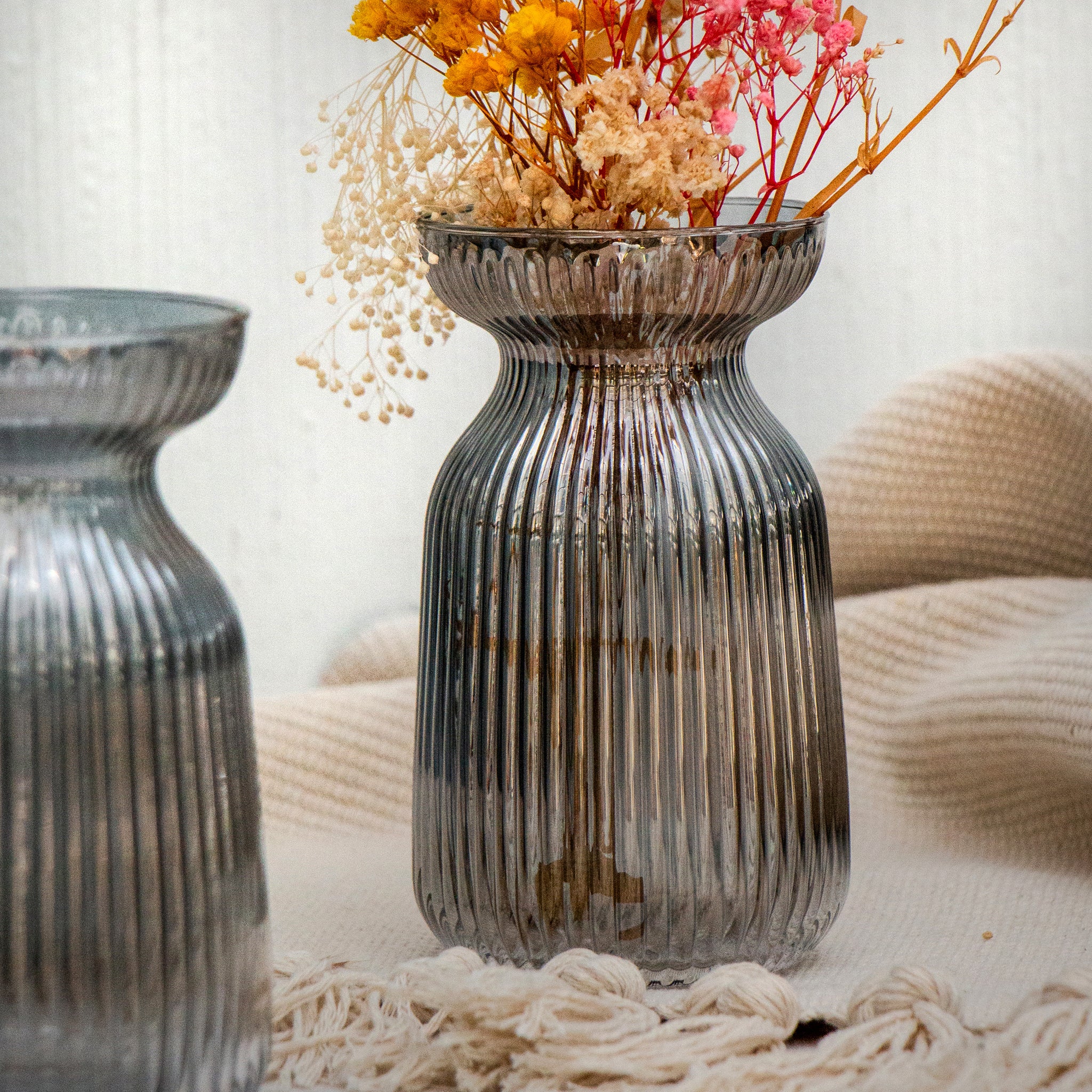 Grey Glass Bowl Vase