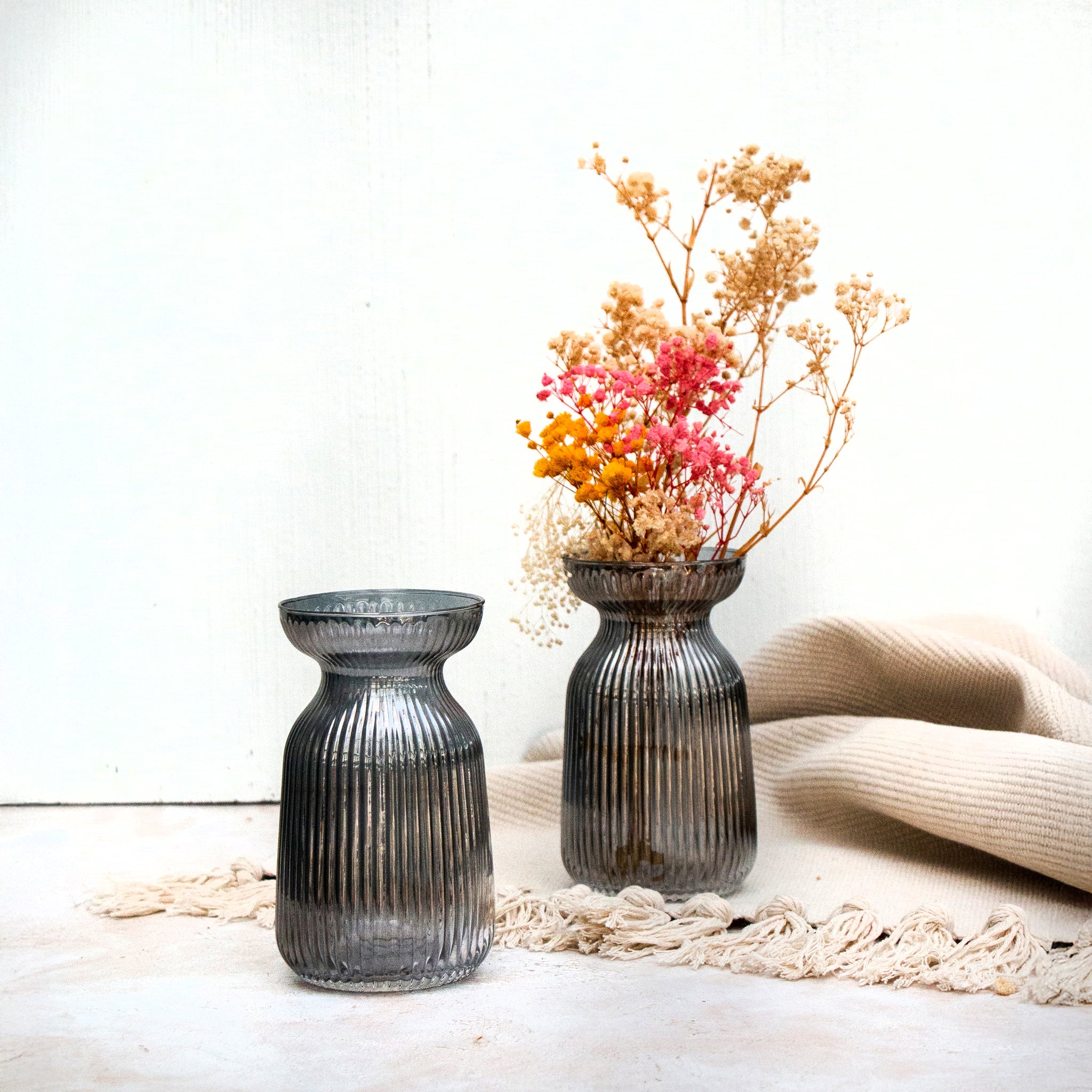 Grey Glass Bowl Vase