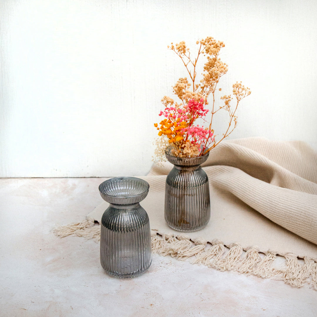 Grey Glass Bowl Vase