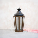 Load image into Gallery viewer, Wooden Lantern with Metal Top
