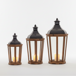 Load image into Gallery viewer, Wooden Lantern with Metal Top
