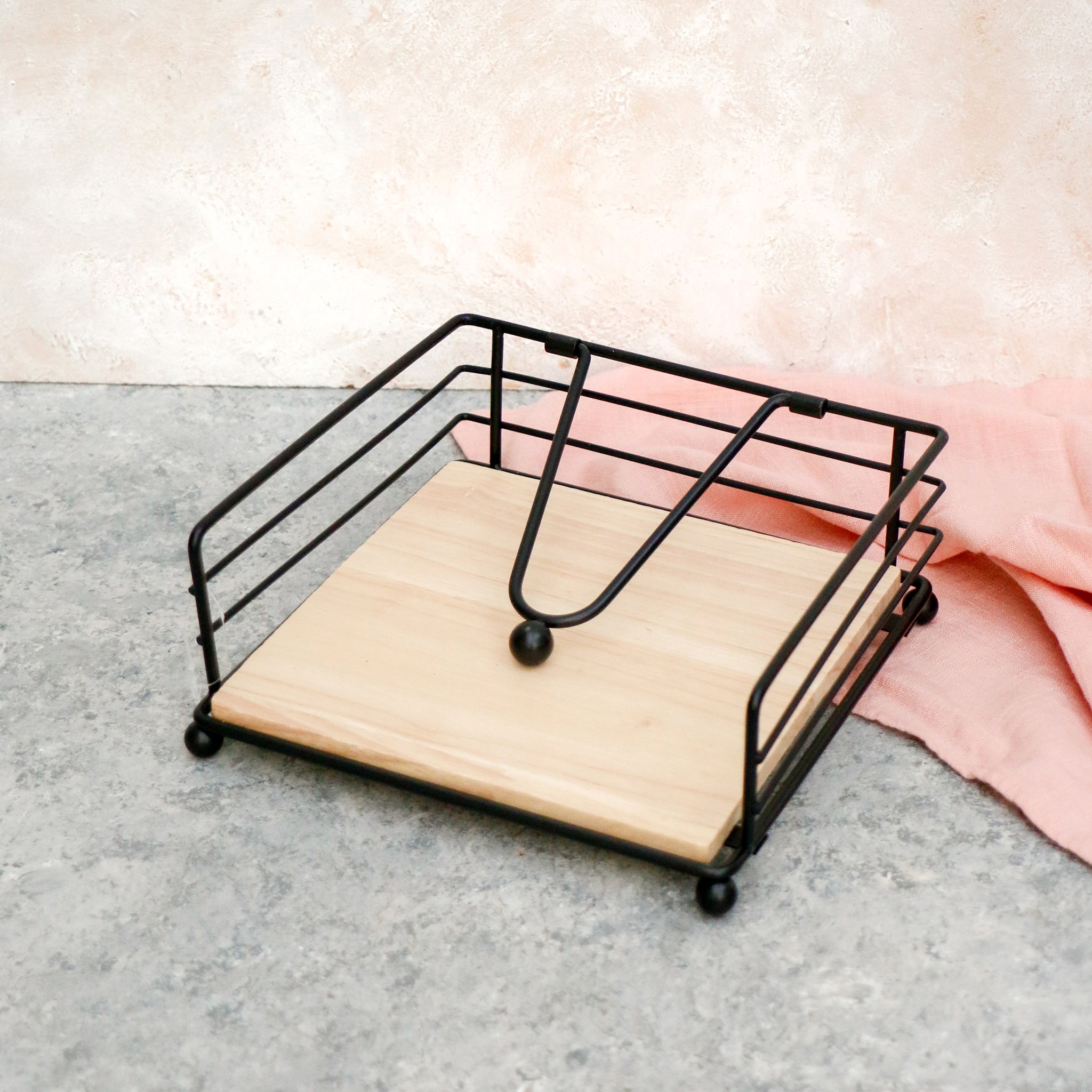 Wood and Steel Tissue Holder