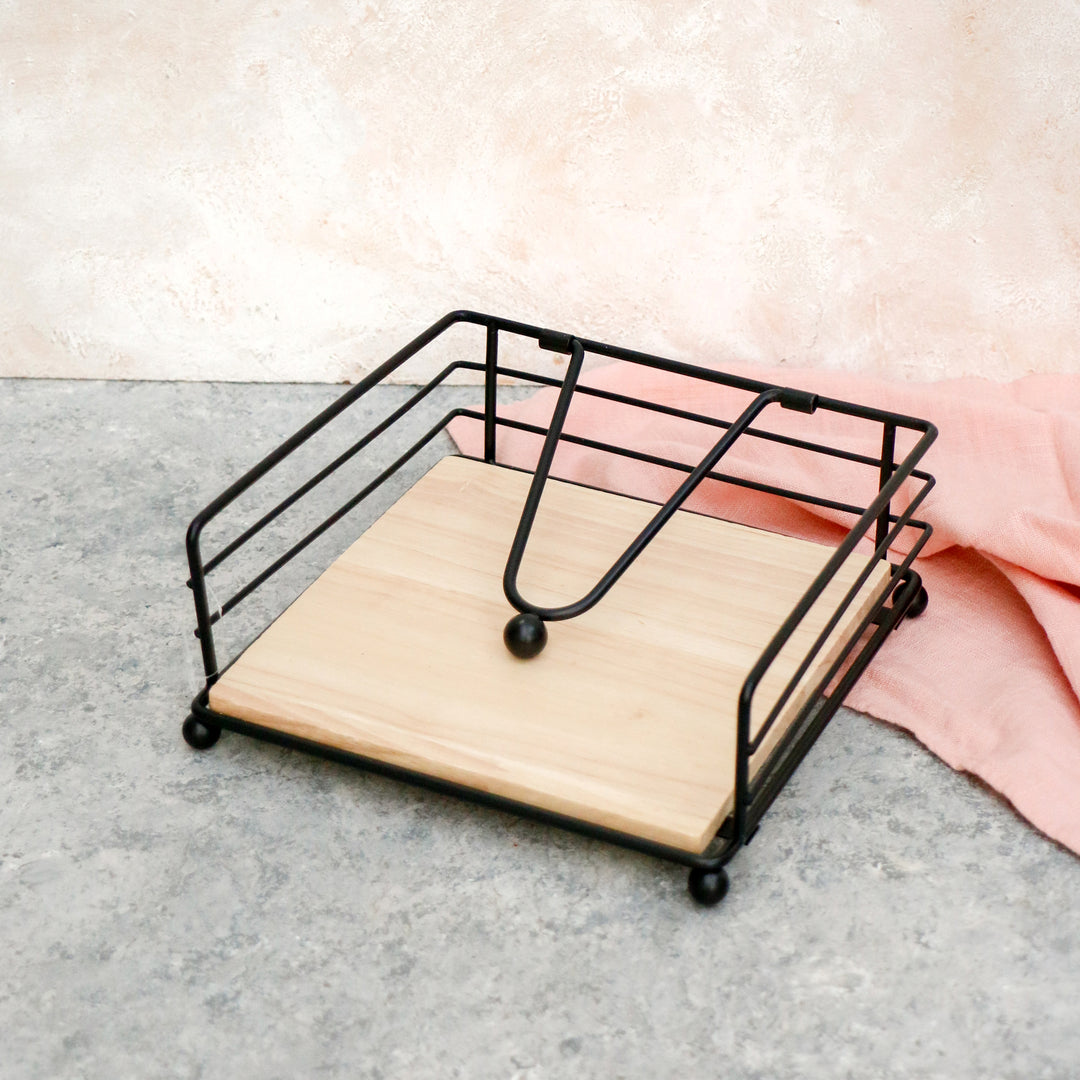 Wood and Steel Tissue Holder