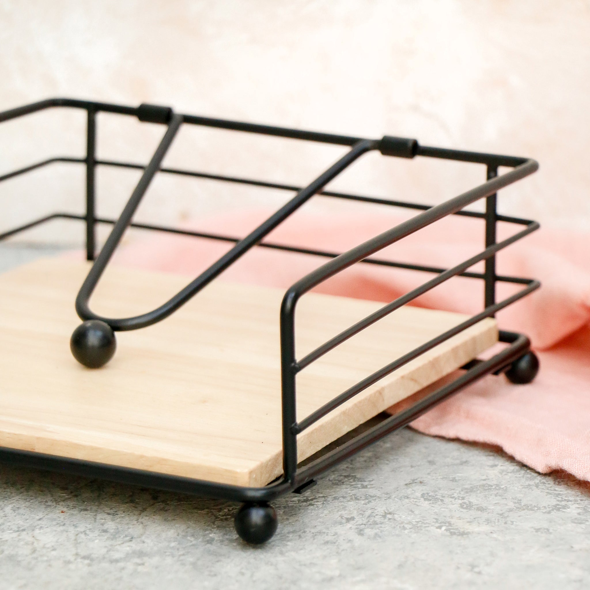 Wood and Steel Tissue Holder