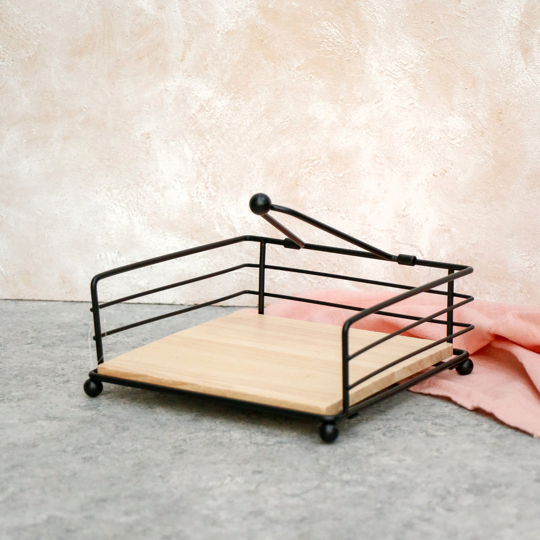 Wood and Steel Tissue Holder