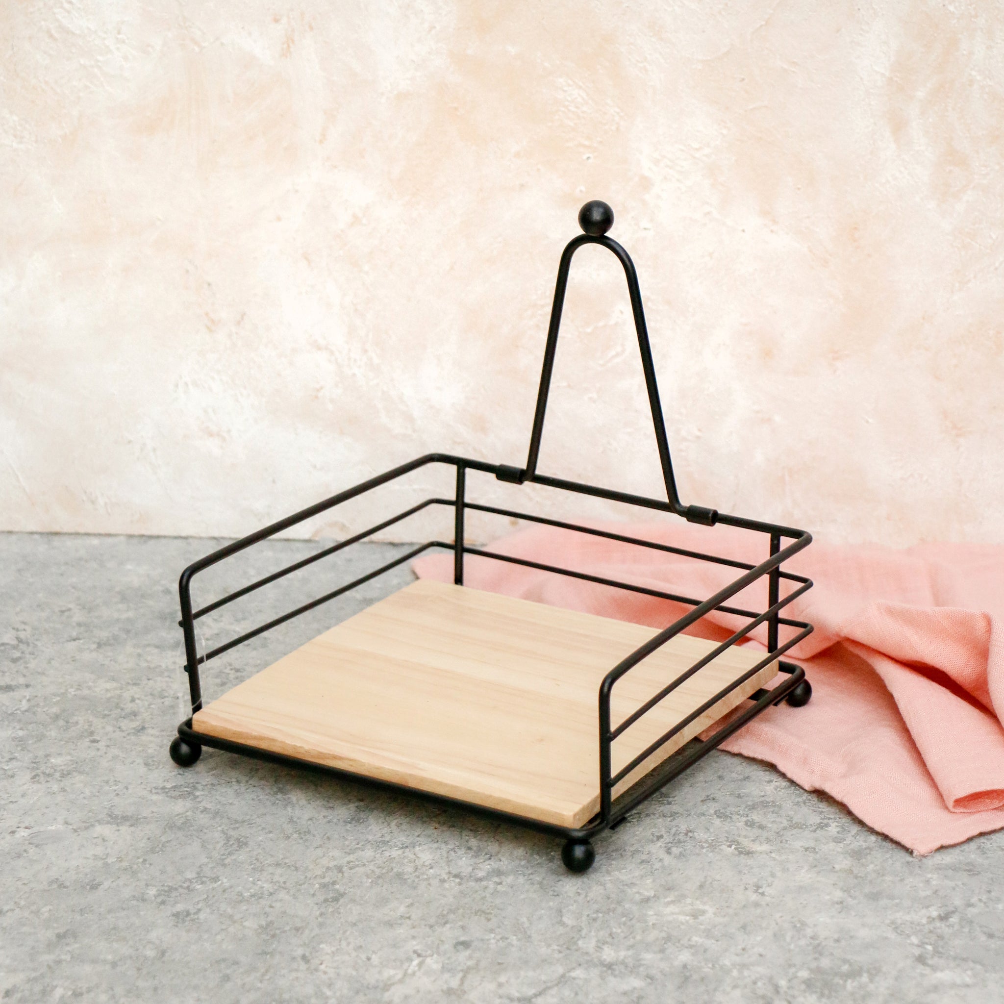 Wood and Steel Tissue Holder