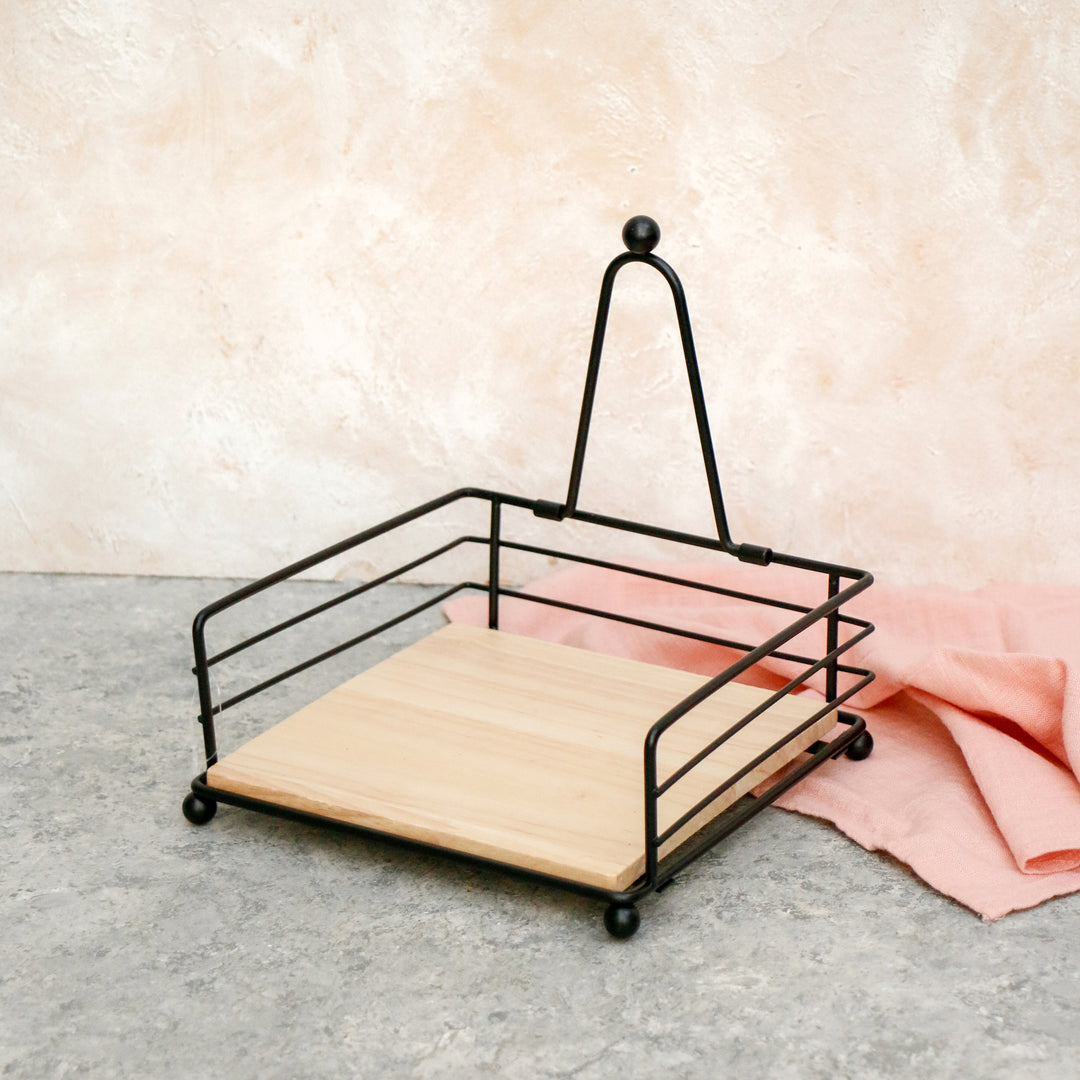 Wood and Steel Tissue Holder