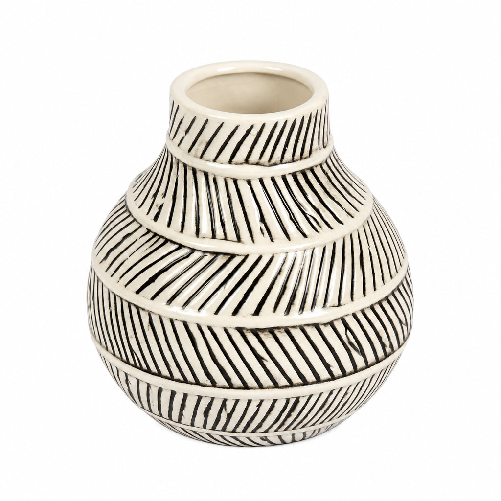 Ivory Ink Striped Vase