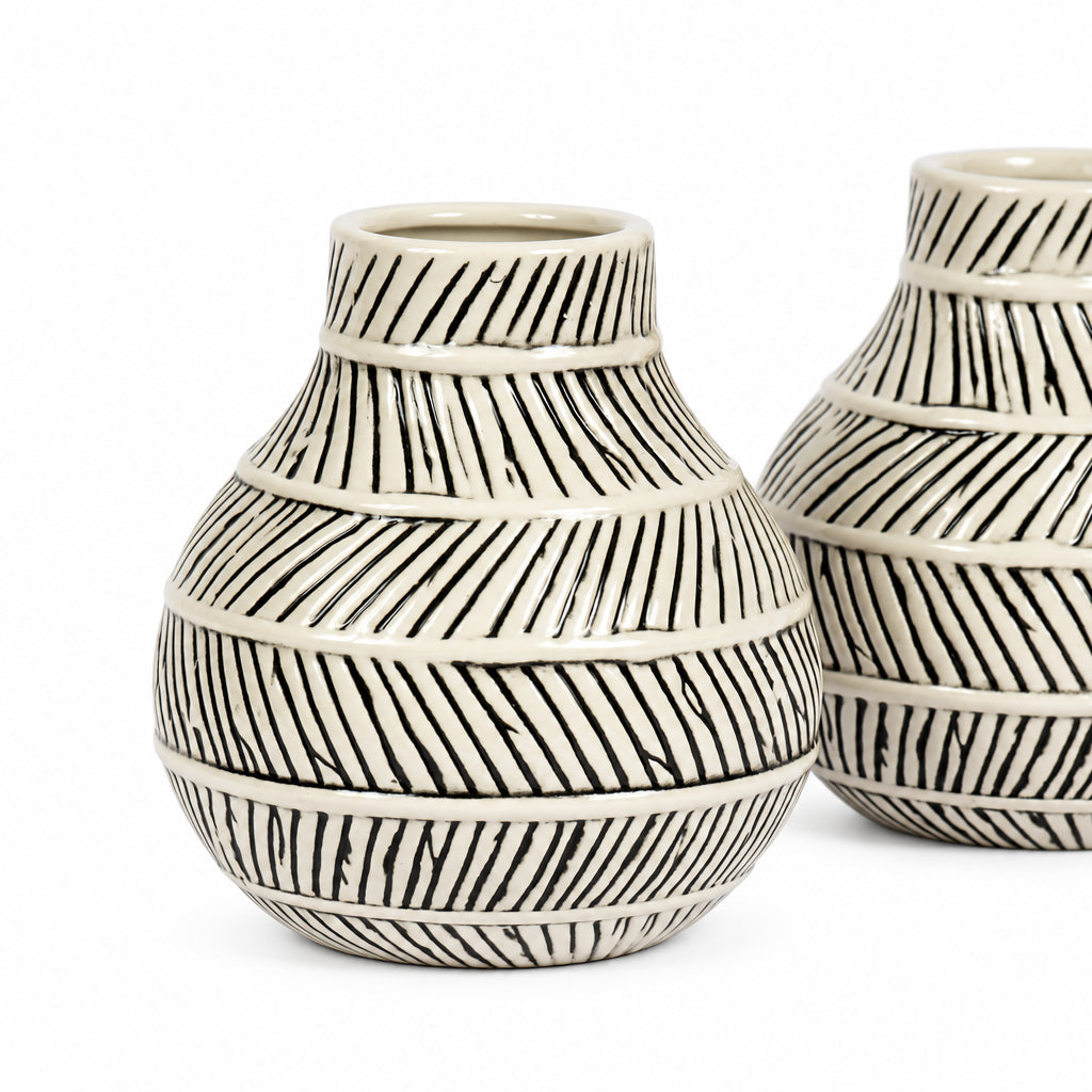 Ivory Ink Striped Vase