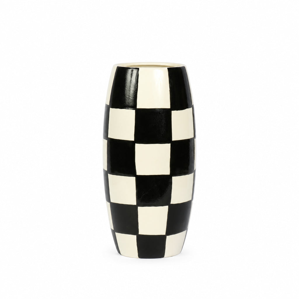 Midnight Checkered Vase