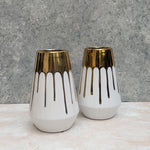 Load image into Gallery viewer, Gold Pouring White Vase
