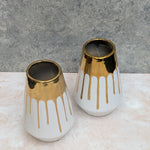 Load image into Gallery viewer, Gold Pouring White Vase
