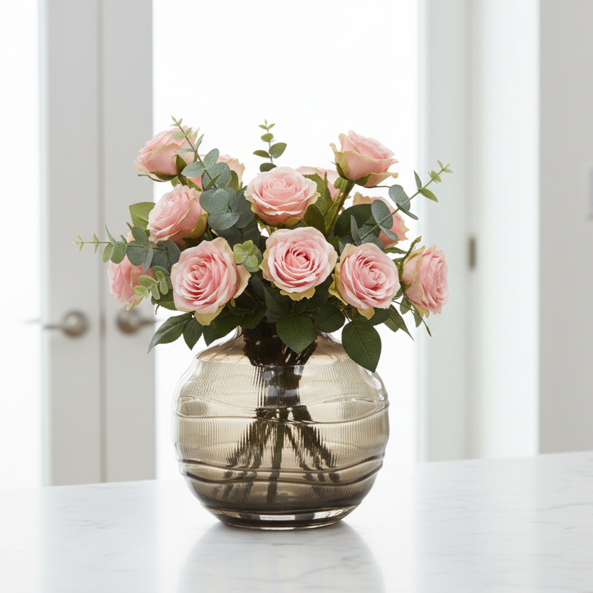 black glass vase