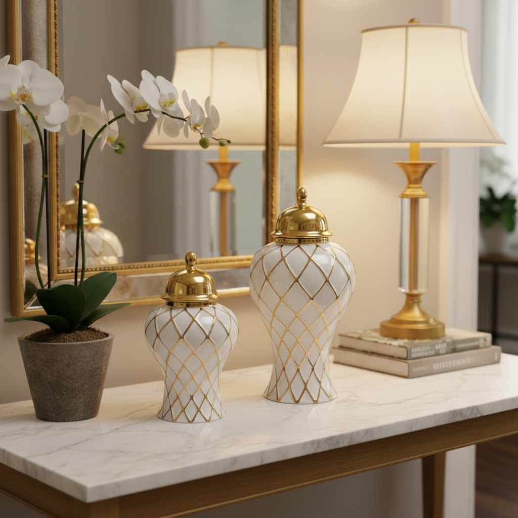 Tall Gold Ceramic Vase