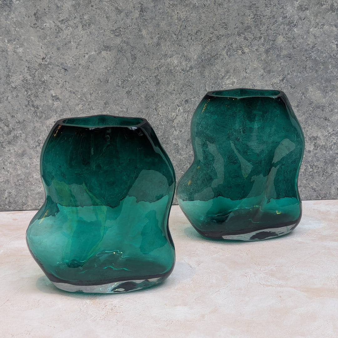 Knobby Green Glass Vase