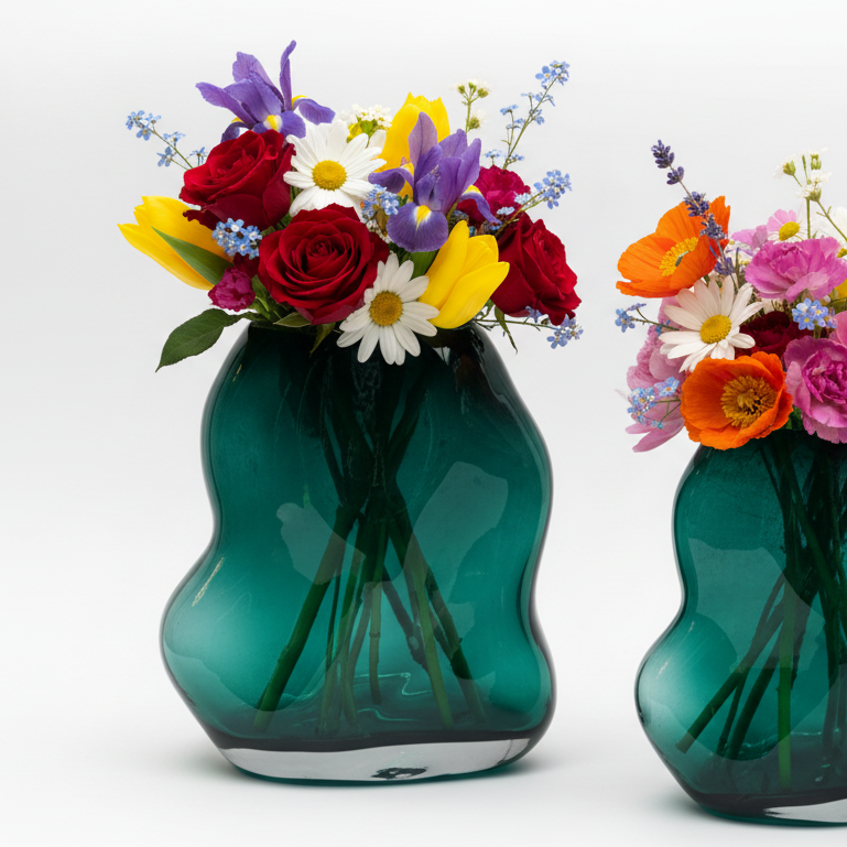 Knobby Green Glass Vase