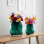 Load image into Gallery viewer, Knobby Green Glass Vase
