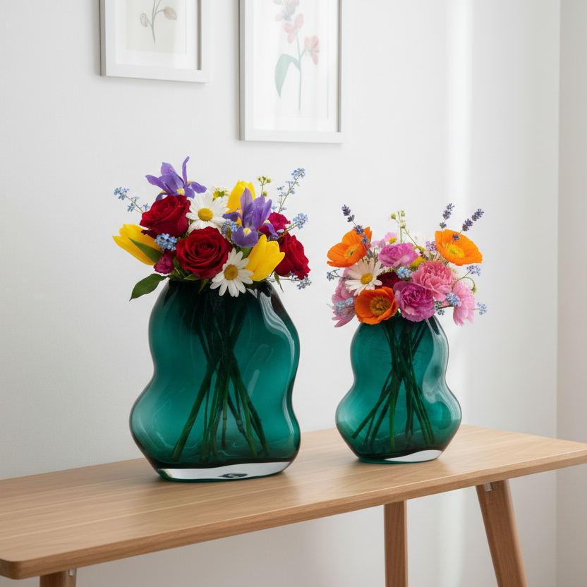Knobby Green Glass Vase