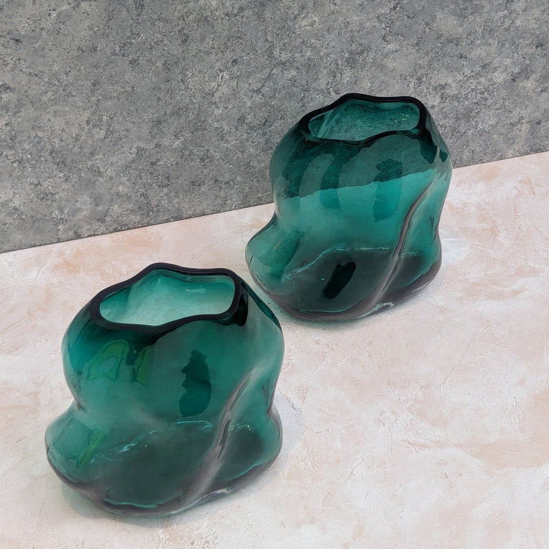 Knobby Green Glass Vase