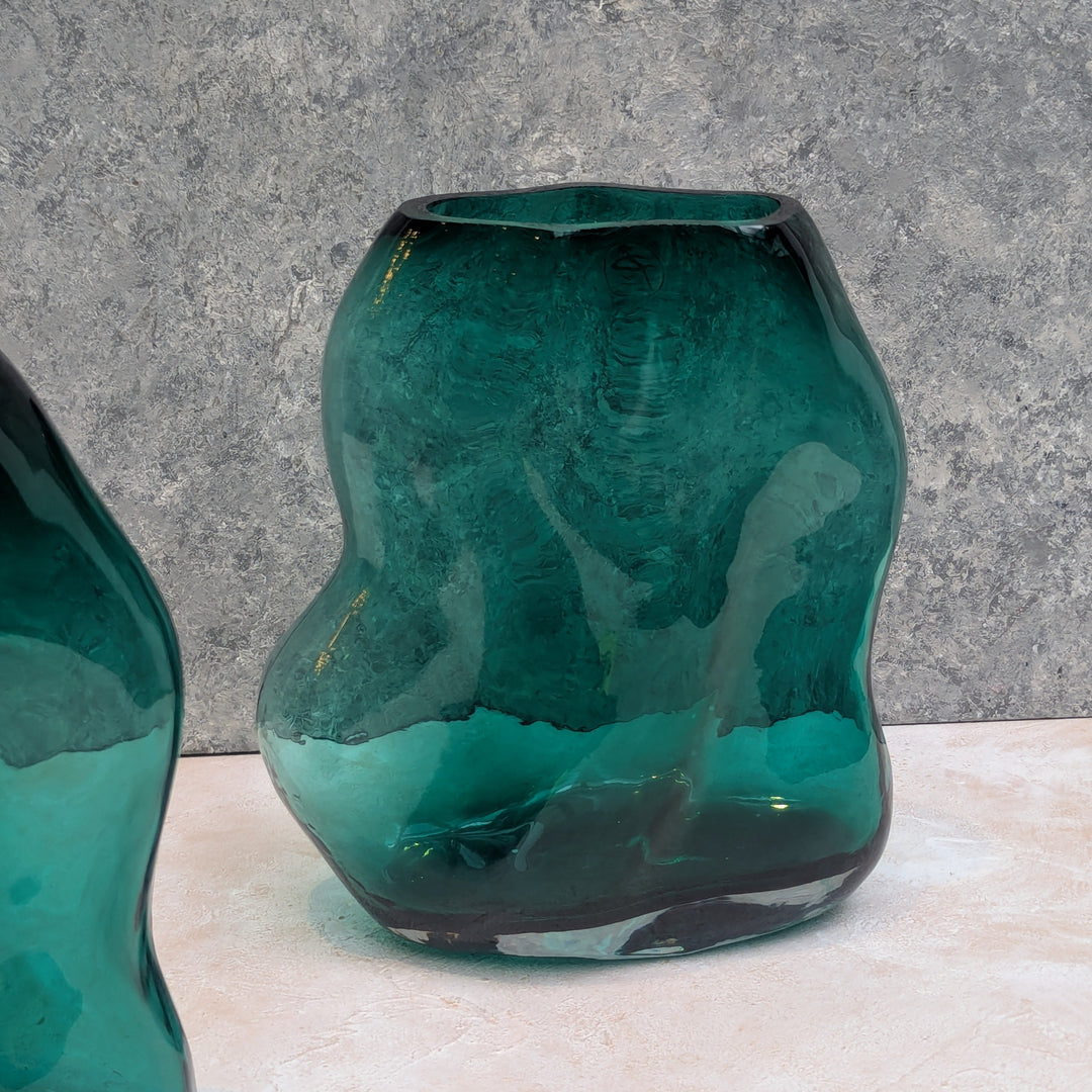Knobby Green Glass Vase