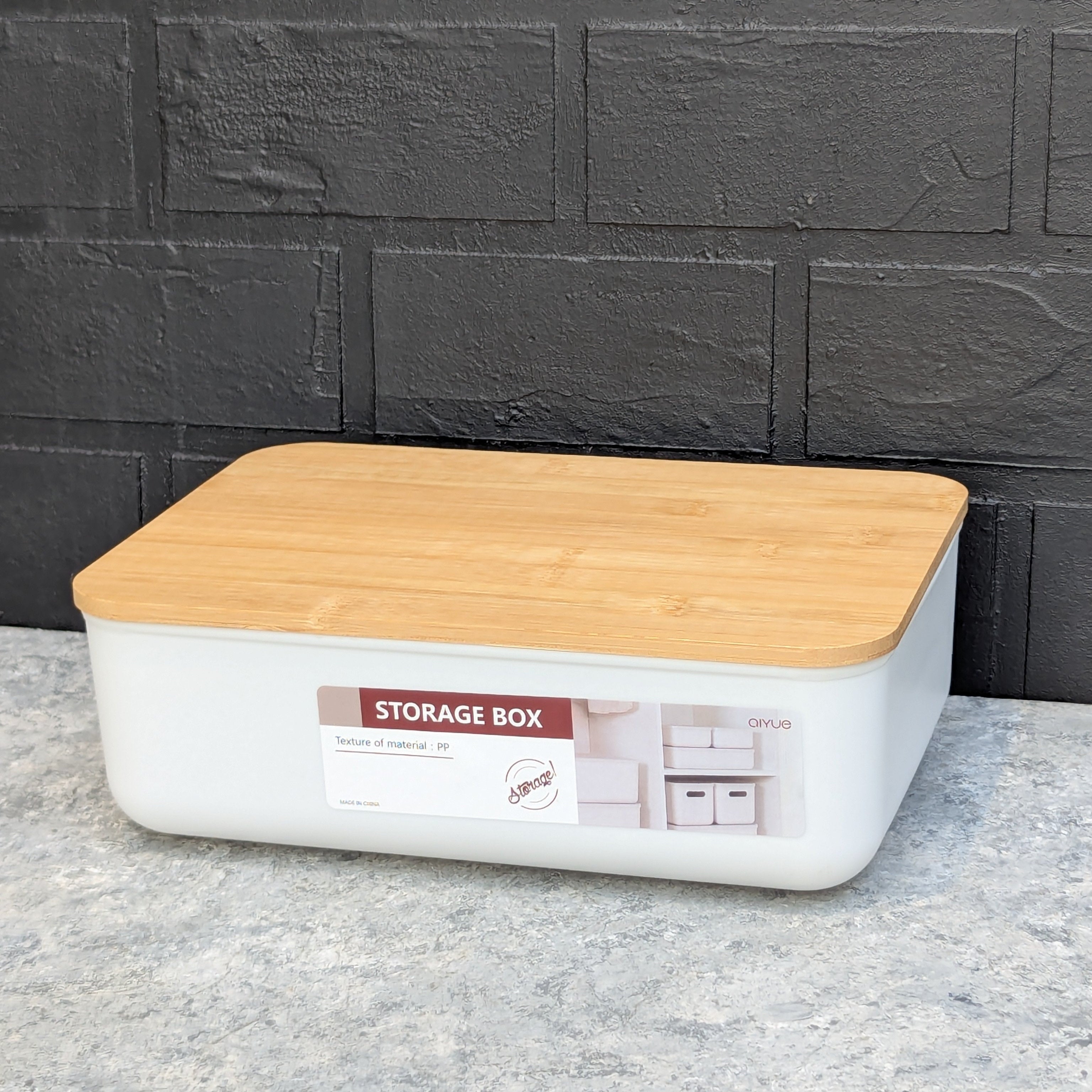 Plastic Storage Box with Bamboo Lid