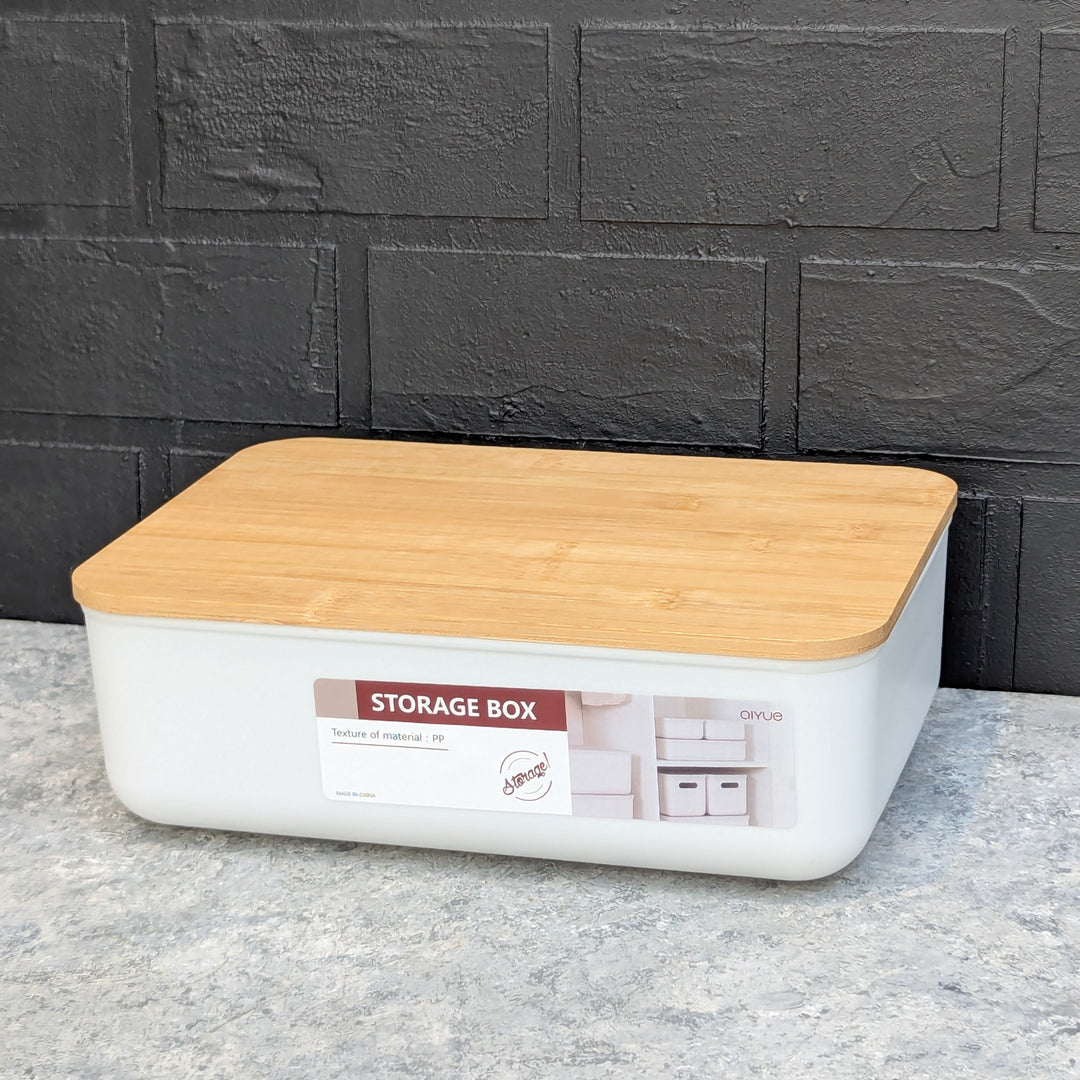 Plastic Storage Box with Bamboo Lid
