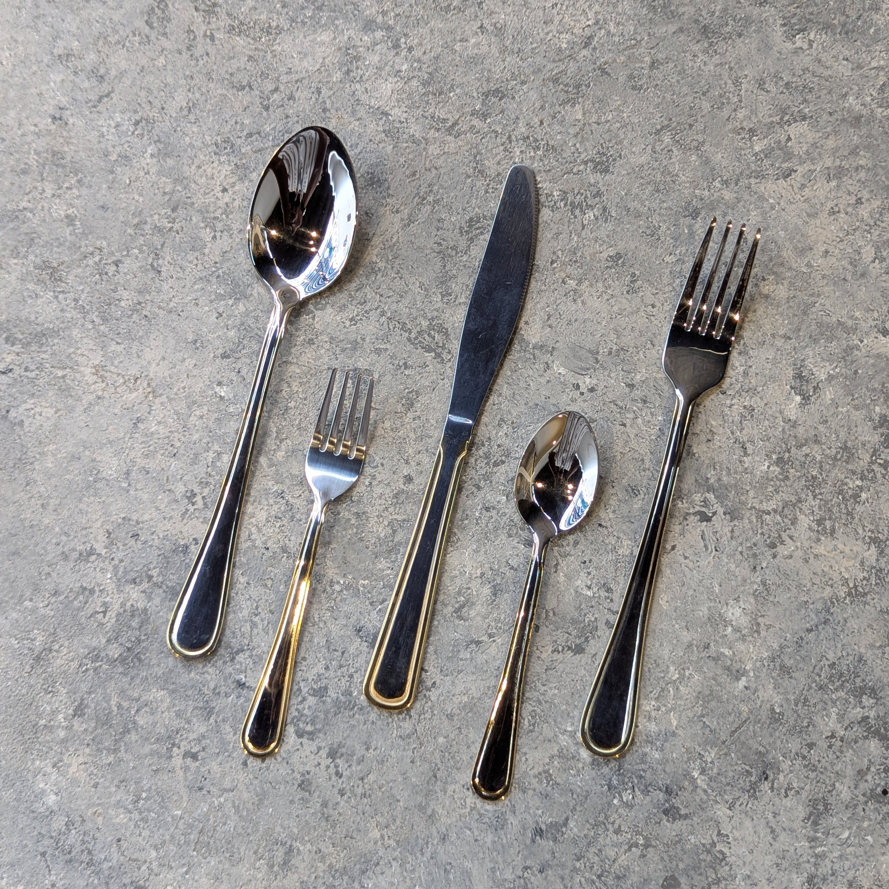 Silver with Gold Line Cutlery Set