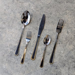 Load image into Gallery viewer, Silver with Gold Line Cutlery Set

