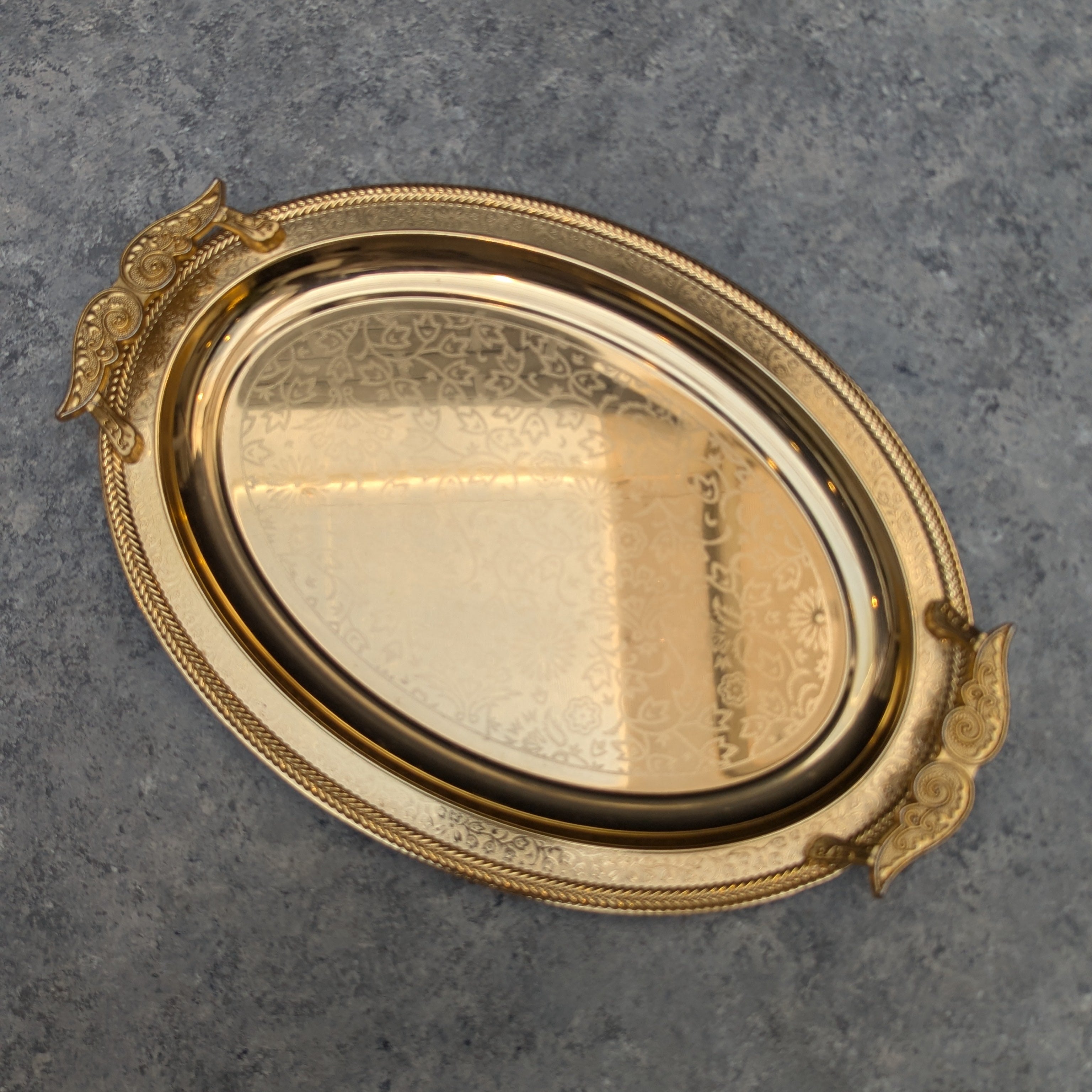 Oval Gold Metal Tray