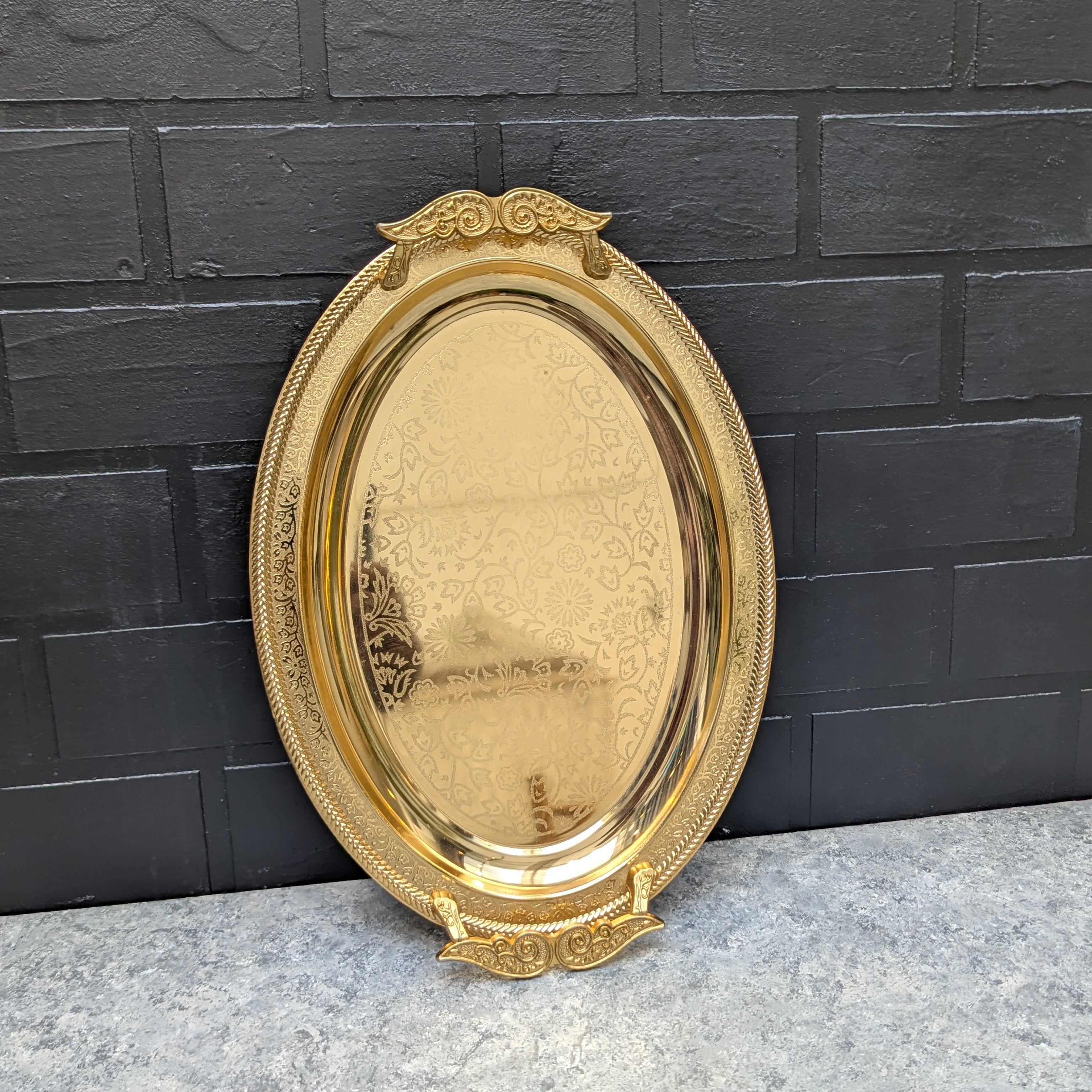 Oval Gold Metal Tray