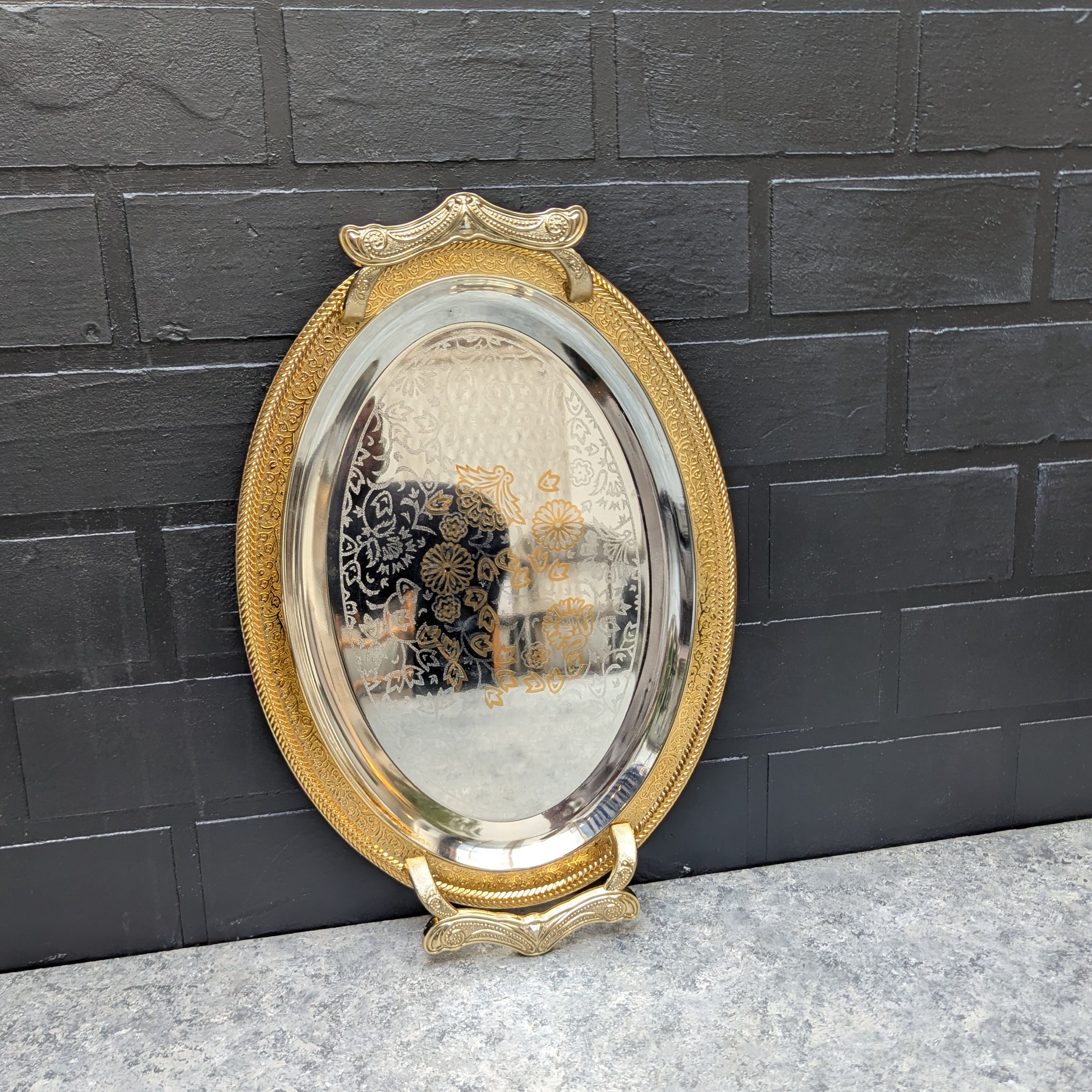 Gold and Silver Oval Tray