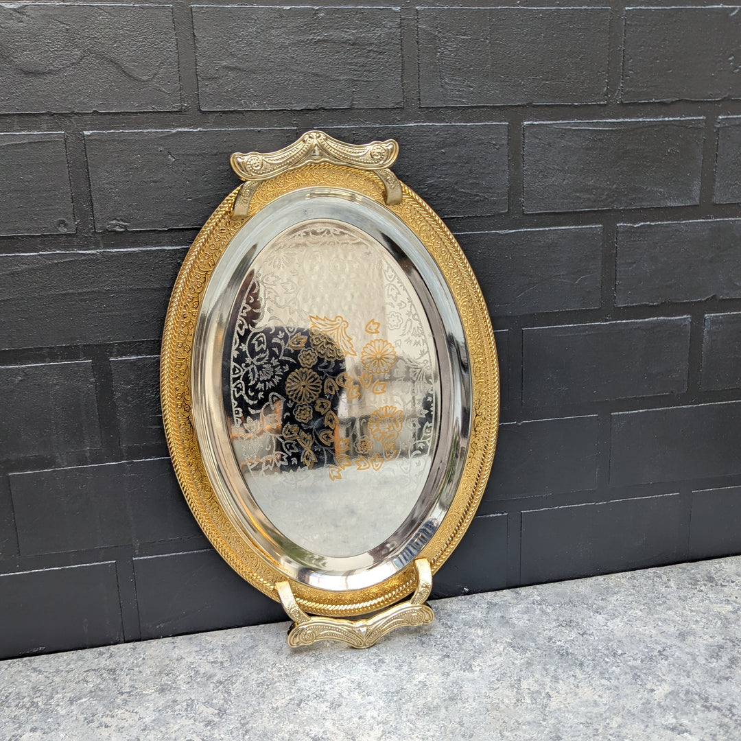 Gold and Silver Oval Tray