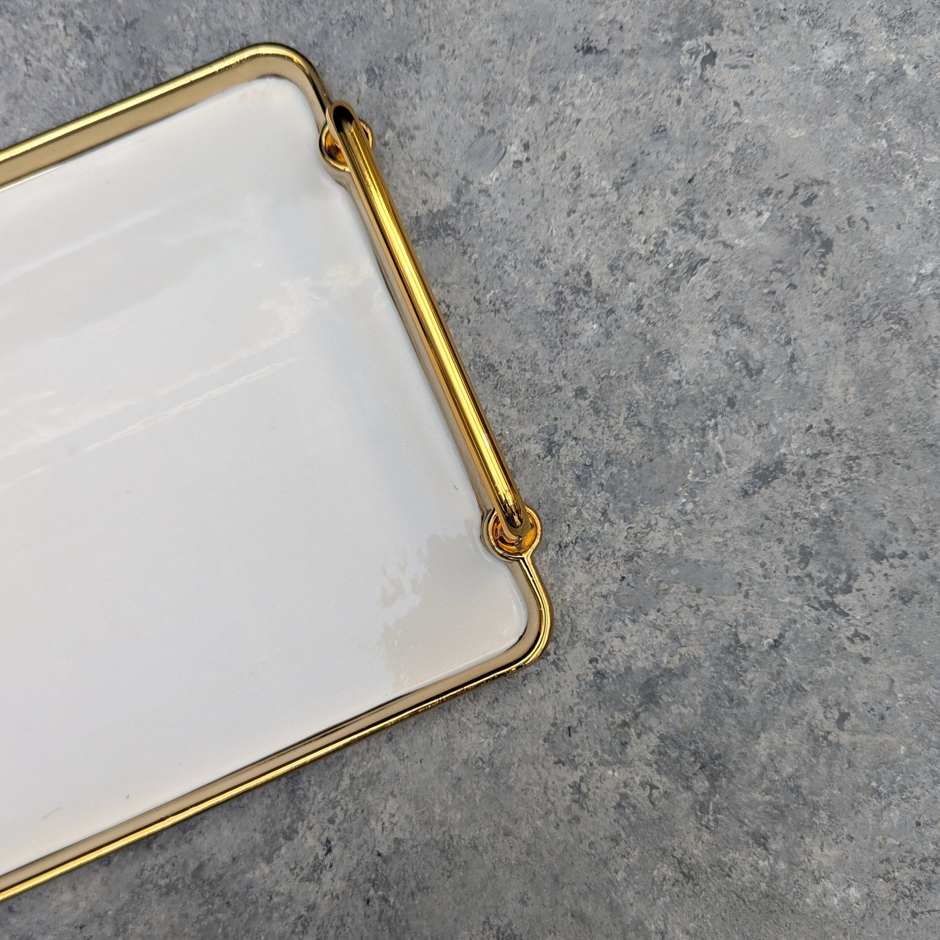 White and Gold Ceramic Serving Tray