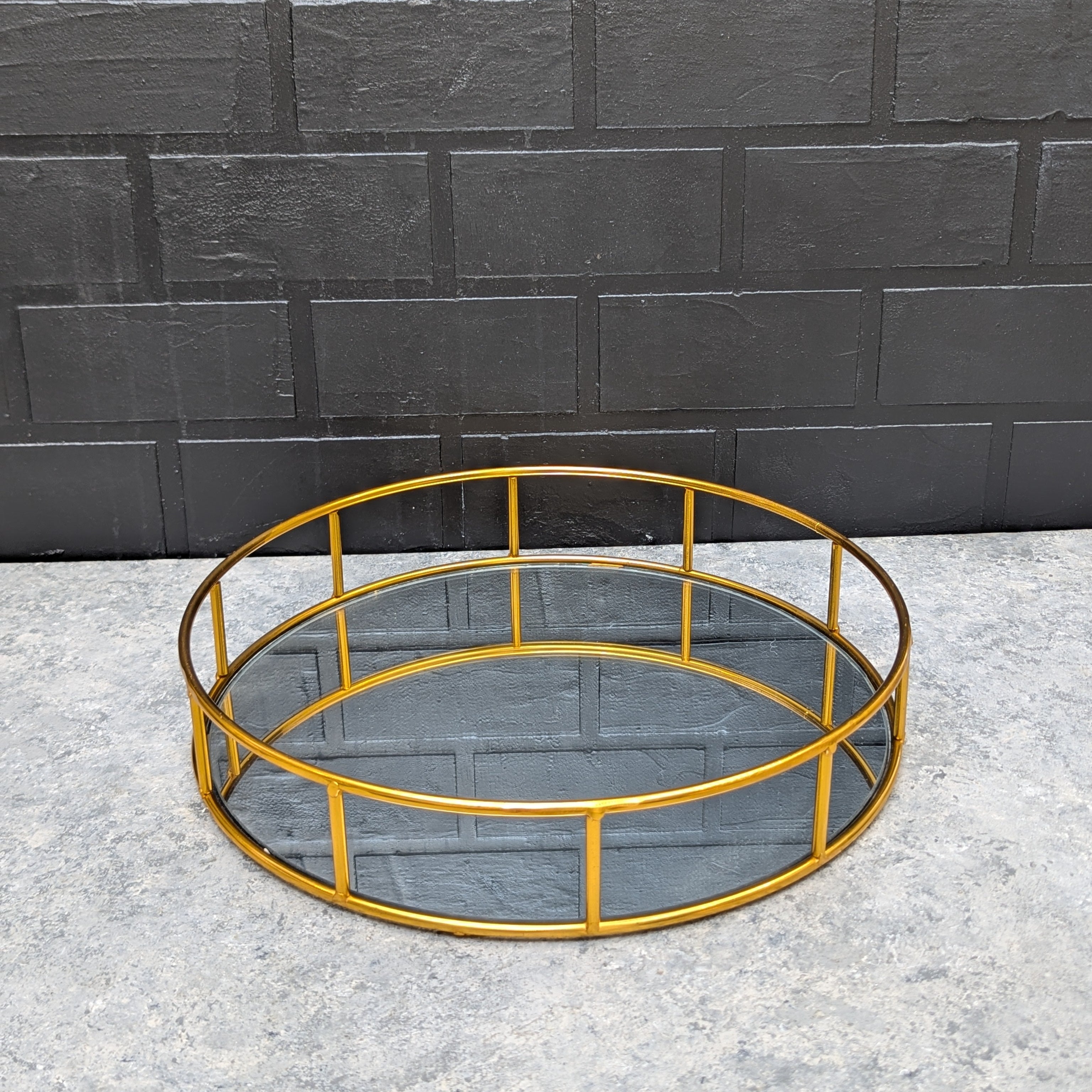 Gold Round Mirror Tray