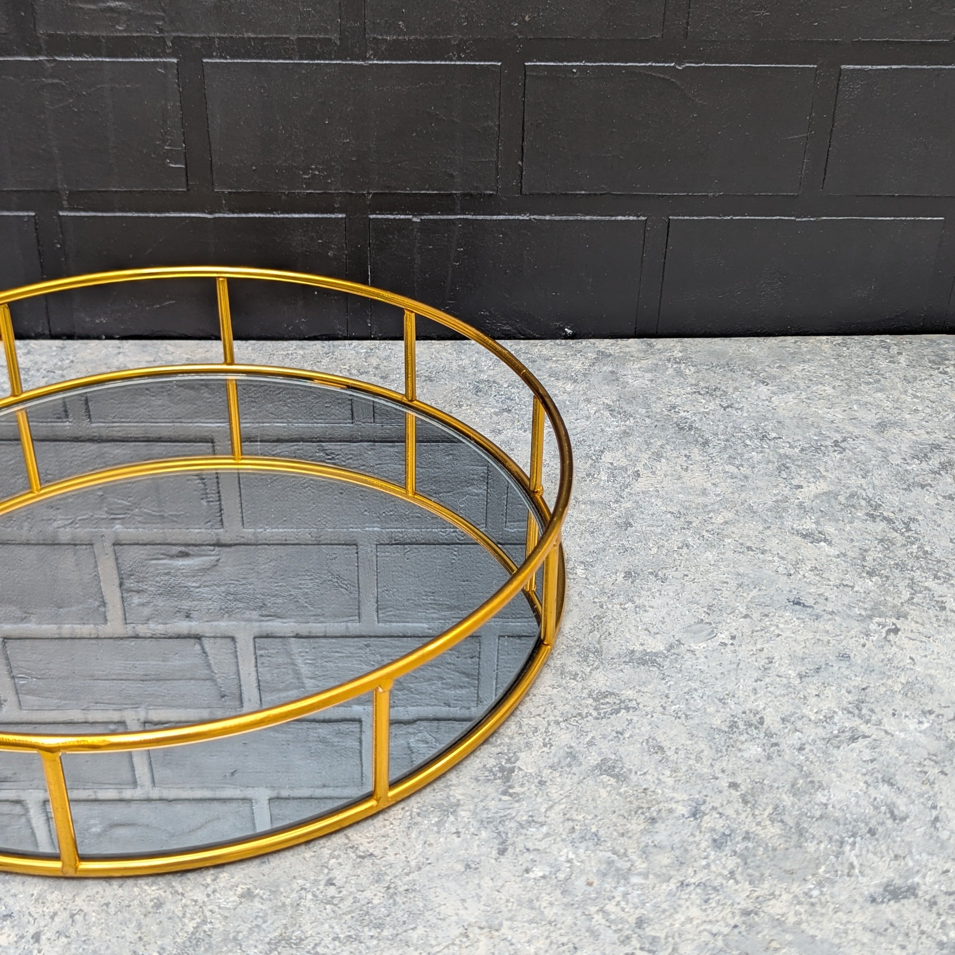 Gold Round Mirror Tray