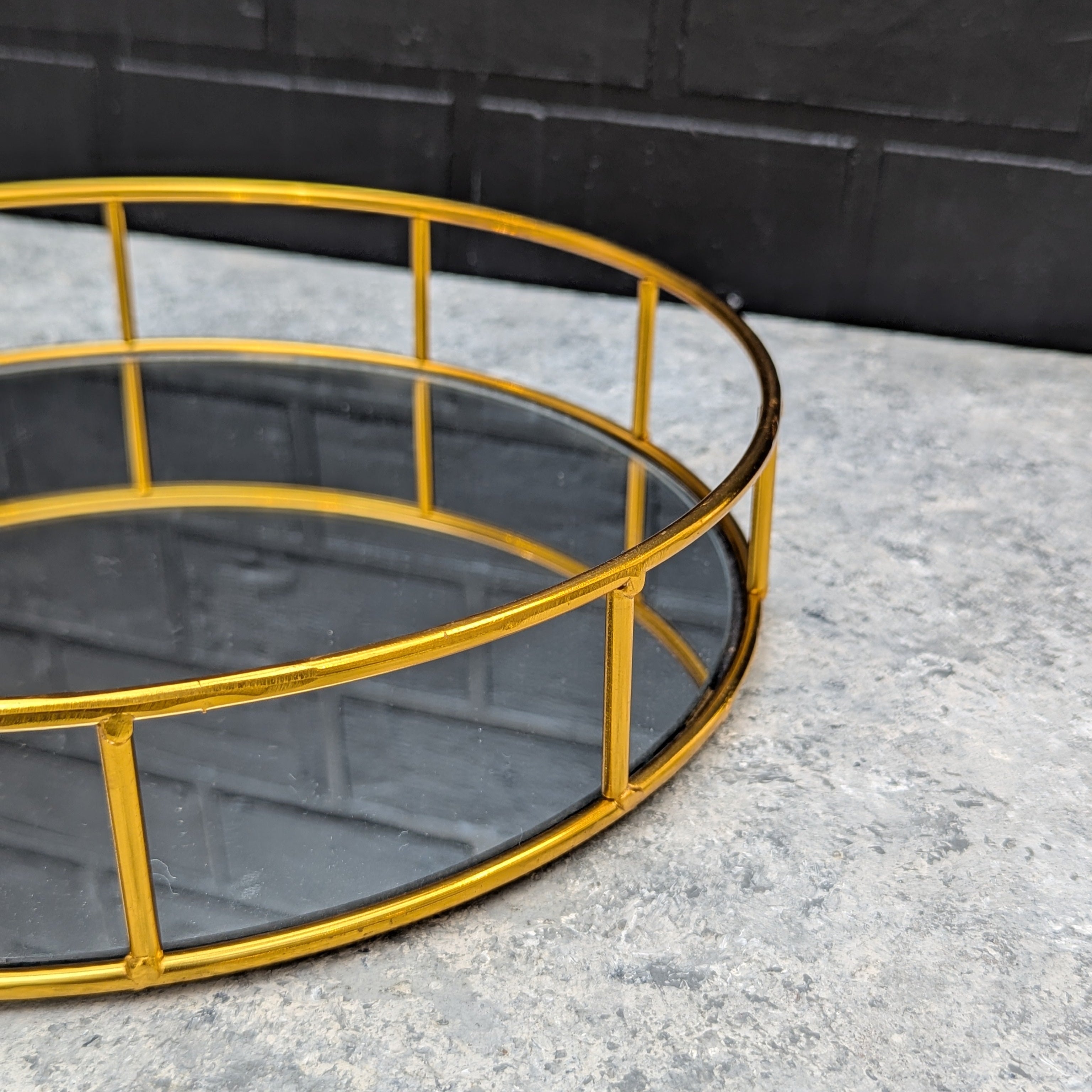Gold Round Mirror Tray