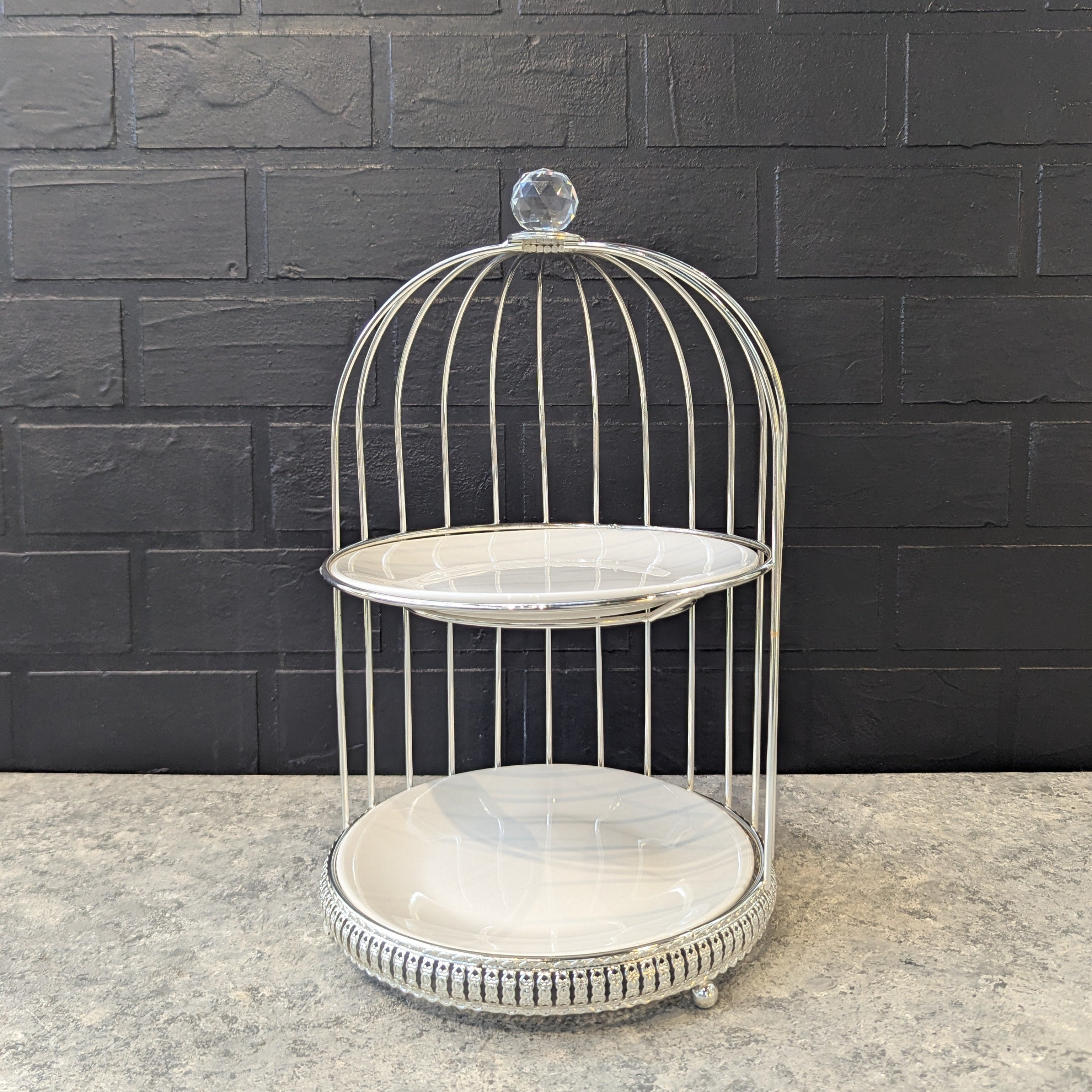 2 Tier Serving Tray in Silver and Gold