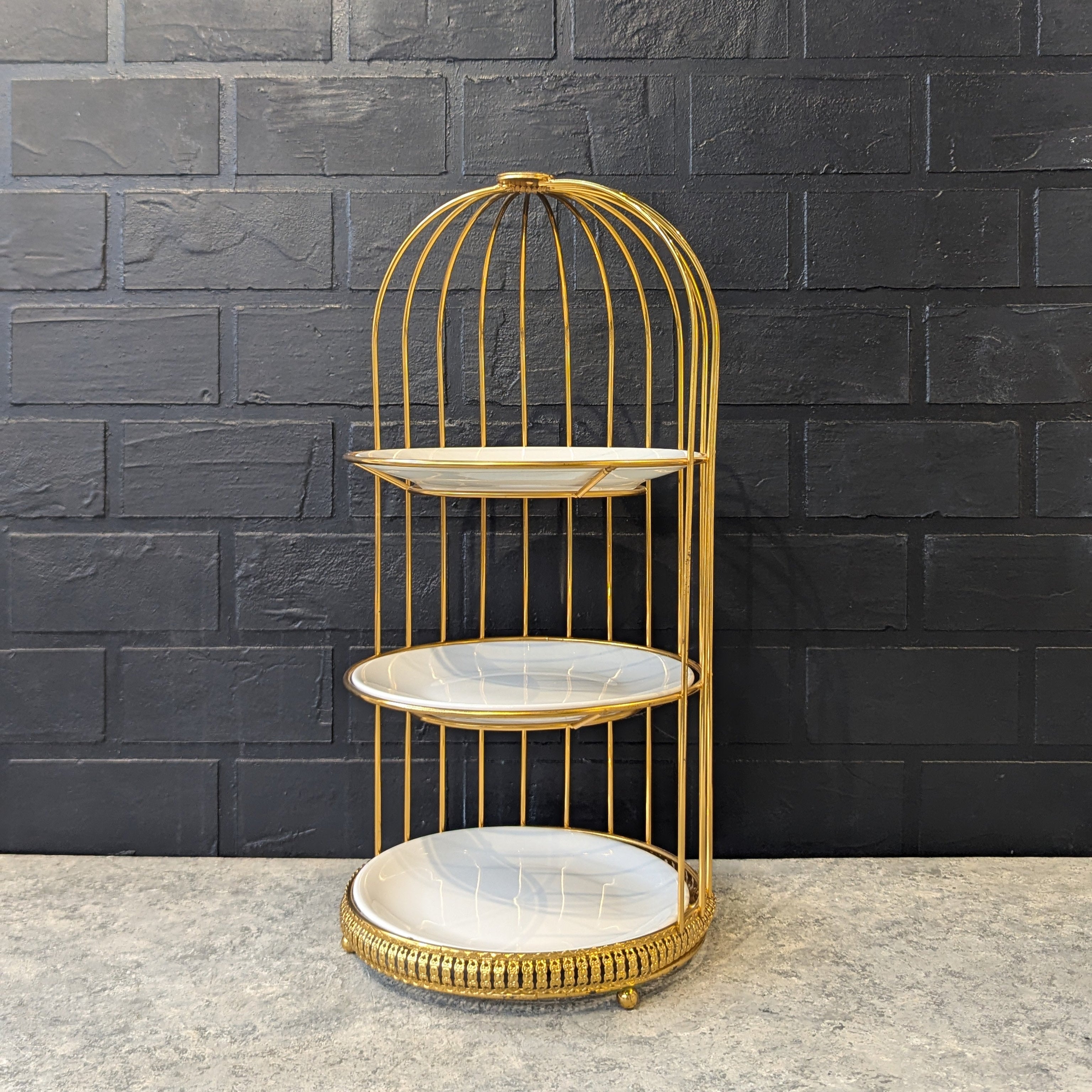 3 Tier Serving Tray in Silver and Gold